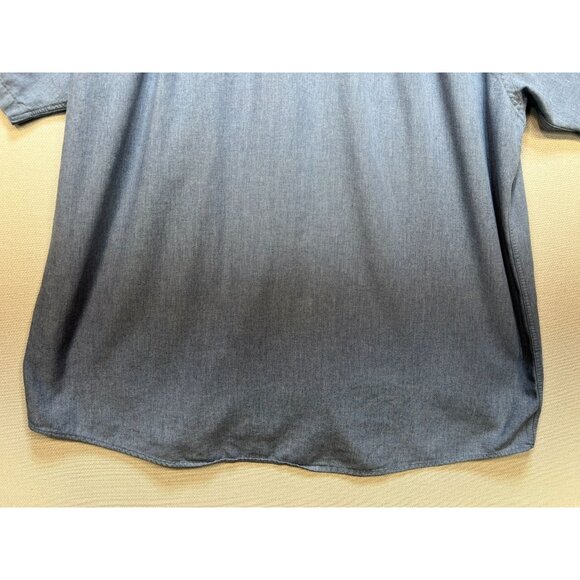 Forsyth Of Canada Mens Chambray Button-Down Shirt Large Blue Short Sleeve Casual - Picture 11 of 11